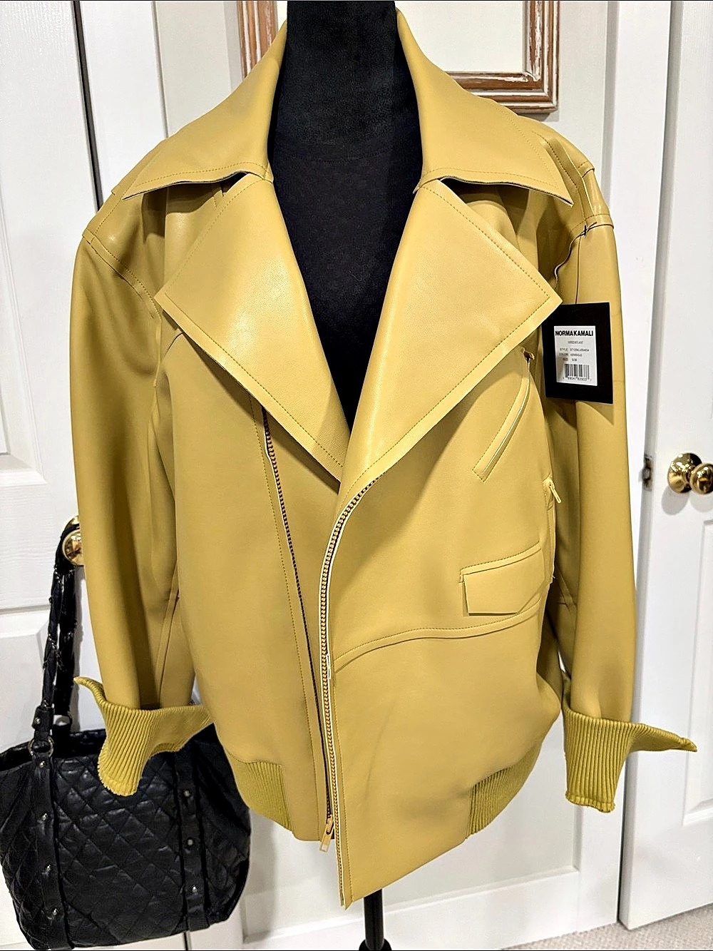 Norma Kamali Oversized Moto Jacket Moto Jacket Yellow Size Small NWT